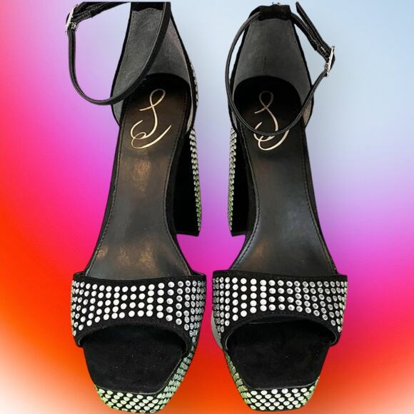 NIB Sam Edelman Womens NELLIE GLITZ Faux Suede Ankle Strap Pumps Shoes Size 8..5 - Picture 7 of 7